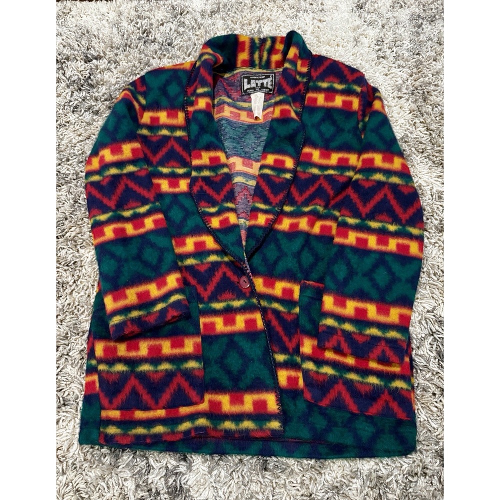 Vintage Latte Sport Southwest Aztec Cardigan Size‎ Medium Made In The USA